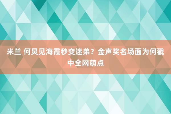 米兰 何炅见海霞秒变迷弟？金声奖名场面为何戳中全网萌点