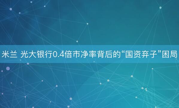 米兰 光大银行0.4倍市净率背后的“国资弃子”困局