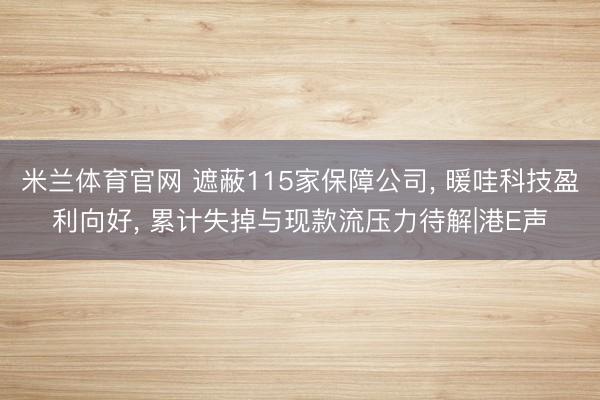 米兰体育官网 遮蔽115家保障公司， 暖哇科技盈利向好， 累计失掉与现款流压力待解|港E声
