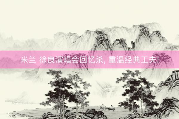 米兰 徐良演唱会回忆杀， 重温经典工夫!